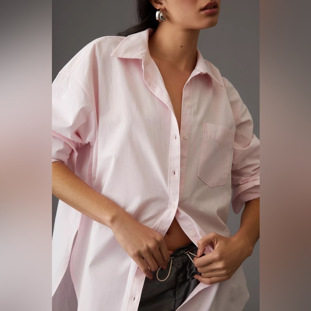 NWT! Anthropologie Tan Brown The Bennet Buttondown Shirt by Maeve 🐈 - Picture 5 of 7
